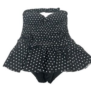 Rose Marie Reid Black and White Polka Dot Swimsuit LARGE